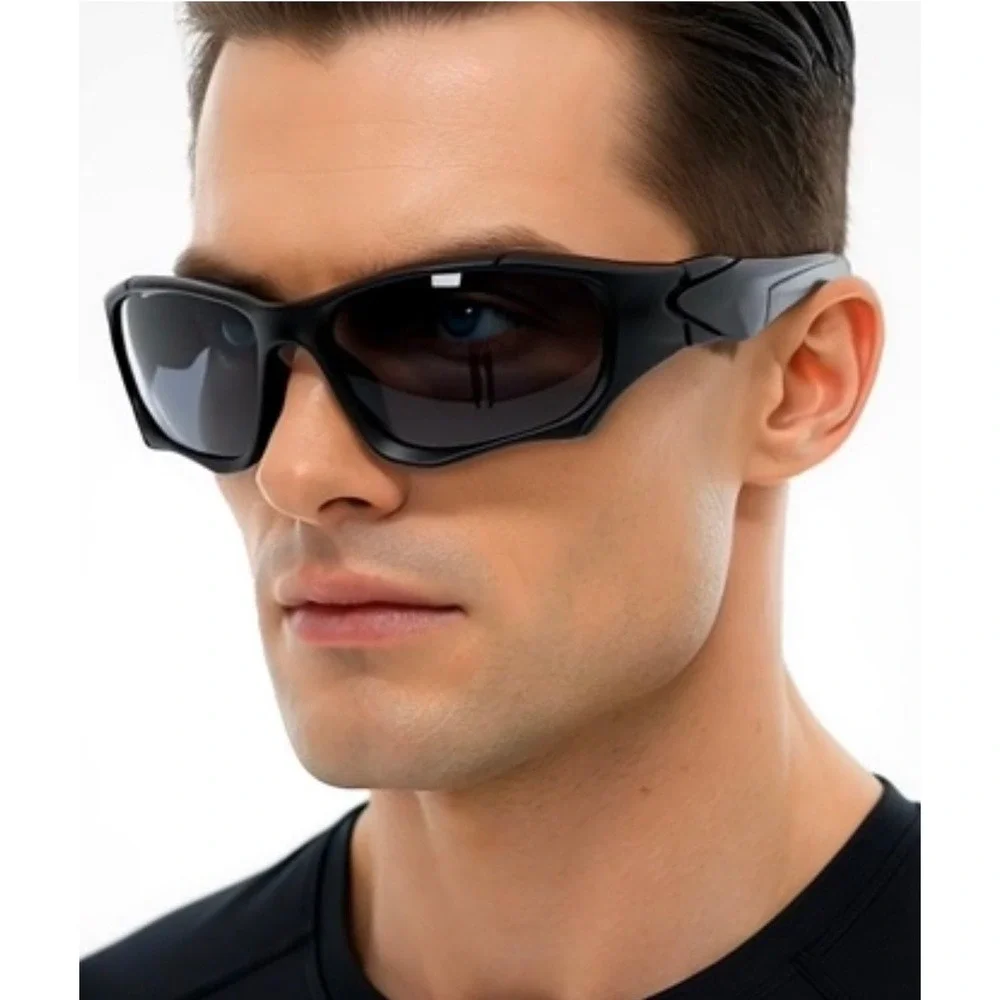 Fashion Black Polarized‎ Sport Sunglasses Safety Men UV Protection Wrap Around